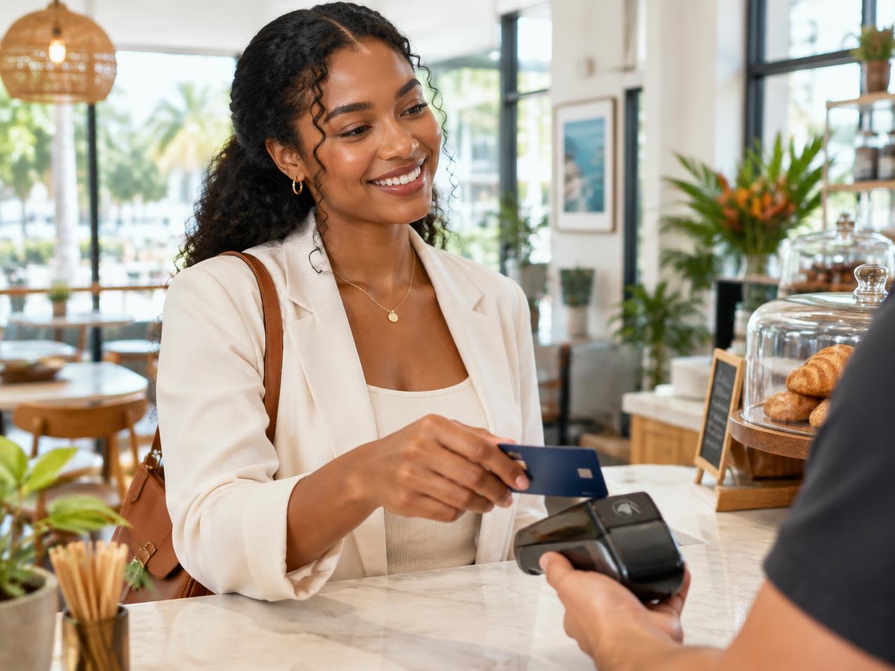Customer paying with the Data Quay International Card